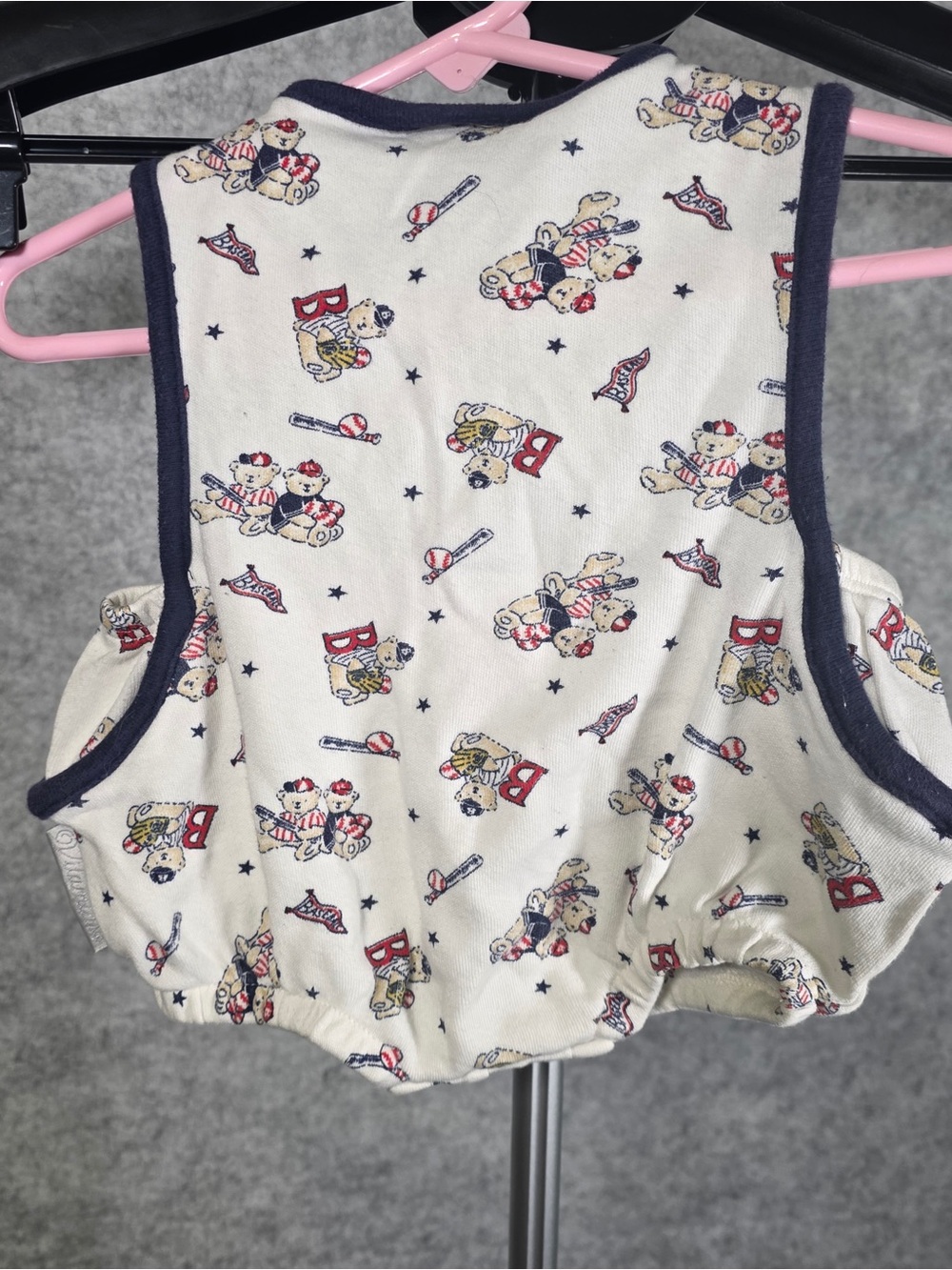 Vitamins Baby 6/9 Month Bubble Romper Patriotic Baseball and Bears Print